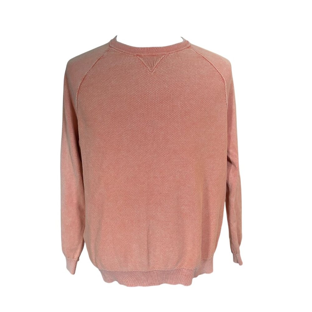 Tommy Bahama Men's Orange Faded Crew Neck Lightweight Sweater Large